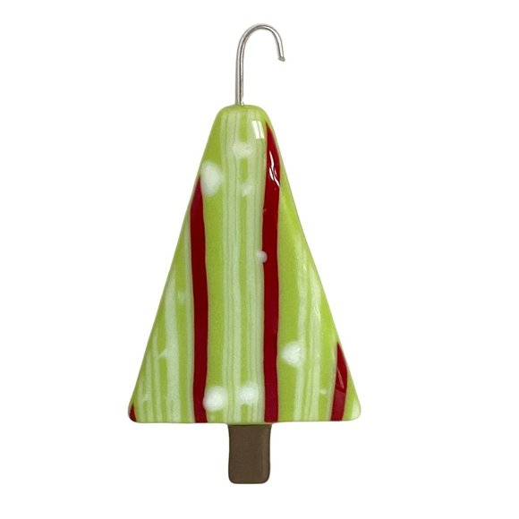 Christmas Tree Fused Glass Handmade Ornament 6in Tall with Hook - Picture 3 of 6